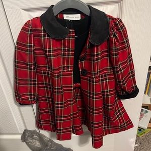 Bonnie Jean Christmas plaid dress and coat 2T
